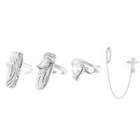 Mode Nagel Fingerring, Kupfer, Platinfarbe platiniert, 4 Stück & Modeschmuck & für Frau & mit Strass, 10-17mm, verkauft von setzen