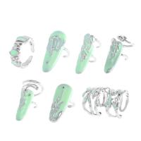 Mode Nagel Fingerring, Kupfer, Platinfarbe platiniert, 7 Stück & für Frau & Emaille, 11-18mm, verkauft von setzen