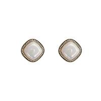 Boucle d'oreille en alliage de zinc en plastique perle, avec perle de plastique, fade et jamais plaqué de haute qualité, bijoux de mode & pour femme & avec strass Vendu par paire