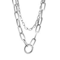 Zinc Alloy Sweater Chain Necklace, with 4.7cm extender chain, high quality plated, Double Layer & fashion jewelry & for woman, silver color Approx 63.2 cm [