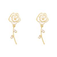 Plastic Pearl Zinc Alloy Earring, with Plastic Pearl, high quality plated, fashion jewelry & for woman & enamel & with rhinestone 