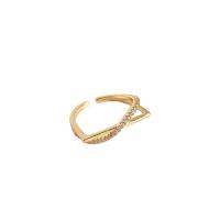 Латунное кольцо с стразами, Латунь, плакирован золотом, ювелирные изделия моды & Женский & со стразами, продается PC[