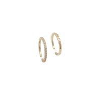 Цирконий Micro Pave Латунь палец кольцо, плакированный настоящим золотом, 2 шт. & ювелирные изделия моды & инкрустированное микро кубического циркония & Женский, Золотой, продается указан