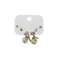 Plastic Pearl Zinc Alloy Earring, with Plastic Pearl, three pieces & fashion jewelry & for woman & with rhinestone 