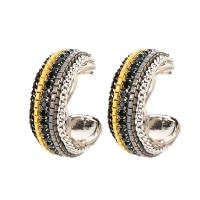 Zinc Alloy Rhinestone Stud Earring, silver color plated, fashion jewelry & for woman & with rhinestone [