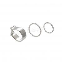 Brass Ring Set, silver color plated, three pieces & fashion jewelry & for woman 