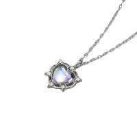 Crystal Zinc Alloy Necklace, with Crystal, with 6.9cm extender chain, polished, fashion jewelry & micro pave cubic zirconia & for woman, silver color, 20mm cm 