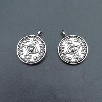 Zinc Alloy Jewelry Pendants, Flat Round, antique silver color plated, vintage & DIY Approx [