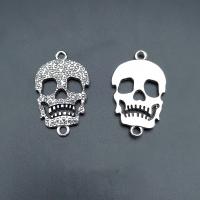 Zinc Alloy Charm Connector, Skull, antique silver color plated, vintage & DIY & 1/1 loop & hollow Approx 