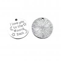 Zinc Alloy Tag Charm, Flat Round, antique silver color plated, vintage & DIY Approx [