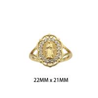 Цирконий Micro Pave Латунь палец кольцо, плакирован золотом, ювелирные изделия моды & инкрустированное микро кубического циркония & Женский, 22*21*0.2mm, продается PC