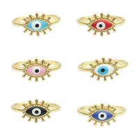 Evil Eye Jewelry Finger Ring, Brass, gold color plated, fashion jewelry & for woman & enamel 22*21*0.3mm 