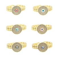 Evil Eye Jewelry Finger Ring, Brass, gold color plated, fashion jewelry & for woman & enamel & with rhinestone 23*21*0.3mm 