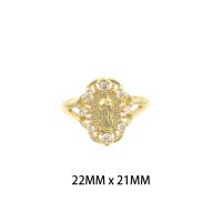 Anilo de dedo de latón, metal, chapado en color dorado, Joyería & para mujer & con diamantes de imitación, 22*21*0.3mm, Vendido por UD