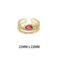 Anilo de dedo de latón, metal, chapado en color dorado, Joyería & para mujer & con diamantes de imitación, 22*22*0.4mm, Vendido por UD