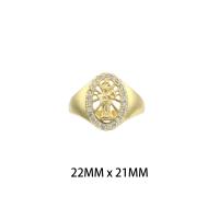 Anilo de dedo de latón, metal, chapado en color dorado, Joyería & para mujer & con diamantes de imitación, 22*21*0.2mm, Vendido por UD
