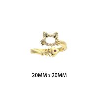 Anilo de dedo de latón, metal, chapado en color dorado, Joyería & para mujer & con diamantes de imitación, 20*20*0.3mm, Vendido por UD