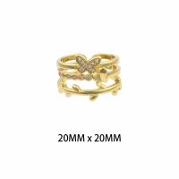 Anilo de dedo de latón, metal, chapado en color dorado, Joyería & para mujer & con diamantes de imitación, 20*20*0.3mm, Vendido por UD