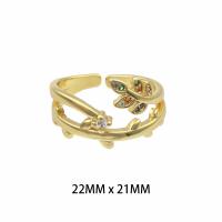 Anilo de dedo de latón, metal, chapado en color dorado, Joyería & para mujer & con diamantes de imitación, 22x21x0.2cm, Vendido por UD