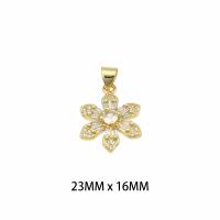 Colgantes de latón de imitación de diamante, metal, Flor, chapado en color dorado, Bricolaje & para mujer & con diamantes de imitación, 23x16x0.3mm, agujero:aproximado 0.3mm, Vendido por UD