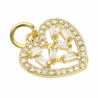 Rhinestone Brass Pendants, Heart, gold color plated, DIY & for woman & with rhinestone [