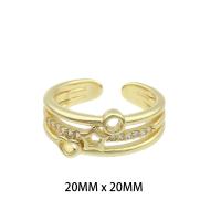 Anilo de dedo de latón, metal, chapado en color dorado, Joyería & para mujer & con diamantes de imitación, 20x20x0.3mm, Vendido por UD