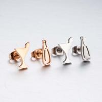 Asymmetric Earrings, Titanium Steel, fashion jewelry & for woman 7*12mm,10*12mm 