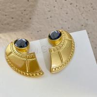 Zinc Alloy Rhinestone Stud Earring, gold color plated, fashion jewelry & for woman & with rhinestone, golden, 40mm 
