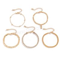 Fashion Zinc Alloy Bracelets, with 1.97inch extender chain, plated, 5 pieces & for woman & with rhinestone Approx 6.3 Inch 