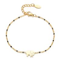 Stainless Steel Chain Bracelets, 304 Stainless Steel, with 4cm extender chain, Elephant, Vacuum Ion Plating, Bohemian style & for woman & enamel Approx 16 cm [