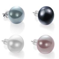 Plastic Stud Earring, Plastic Pearl, Round, for woman 