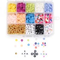 Kit de bricolage bijoux conclusion, argile de polymère, avec Boîte en plastique & Acrylique, DIY & 15 cellules, couleurs mélangées Vendu par boîte