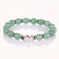 Gemstone Bracelets, Zinc Alloy, with Gemstone, plated, fashion jewelry, green Approx 19 cm [