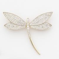 Cubic Zirconia Brooch, Brass, Dragonfly, Vacuum Ion Plating, fashion jewelry & micro pave cubic zirconia & for woman 