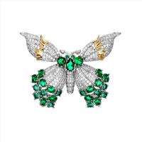 Cubic Zirconia Brooch, Brass, Butterfly, Vacuum Ion Plating, fashion jewelry & micro pave cubic zirconia & for woman, gold 