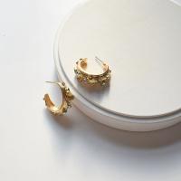 Zinc Alloy Rhinestone Stud Earring, gold color plated & for woman & with rhinestone [