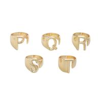 Anillo de dedo de latón, metal, Carta del alfabeto, chapado en oro real, diferentes estilos para la opción & para mujer, tamaño:5.5, Vendido por UD[
