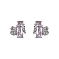 Zinc Alloy Rhinestone Stud Earring, Geometrical Pattern, silver color plated, Korean style & for woman & with rhinestone 
