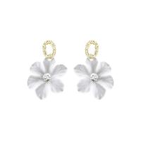 Acrylic Drop Earring, Zinc Alloy, with Acrylic, Flower, gold color plated, for woman & with rhinestone & hollow 