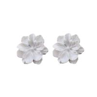clou d'oreille acrylique, fleur, Style coréen & pour femme, blanc Vendu par paire[