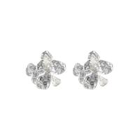 Zinc Alloy Stud Earring, Flower, silver color plated, Korean style & for woman [