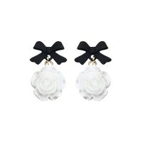 Resin Zinc Alloy Earring, with Zinc Alloy, Flower, stoving varnish, Korean style & for woman 