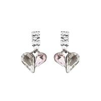 Zinc Alloy Rhinestone Drop Earring, Heart, silver color plated, Korean style & for woman & with rhinestone [