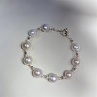 Cultured Freshwater Pearl Brass Bracelet, with Brass, fashion jewelry & for woman, white, 10-11mm 