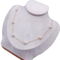 Freshwater Pearl Brass Necklace, with Brass, fashion jewelry & for woman, golden, 6-7mm Approx 45 cm [