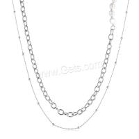 Plastic Pearl Necklace, Zinc Alloy, with Plastic Pearl, polished, Double Layer & fashion jewelry & for woman, silver color cm 