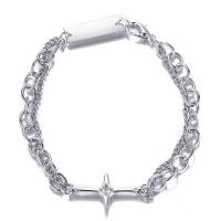 Bracelets En alliage de zinc, Placage de couleur argentée, bijoux de mode & pour femme & avec strass, argent .8 cm, Vendu par PC[