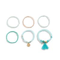 Glass Seed Beads Bracelets, Seedbead, with Crystal & Copper Coated Plastic & Plastic & Zinc Alloy, gold color plated, 6 pieces & fashion jewelry & for woman, blue Inch 