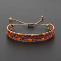 Glass Seed Beads Bracelets, Seedbead, with Knot Cord, Adjustable & Bohemian style & for woman Approx 26 cm 