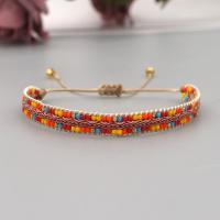 Glass Seed Beads Bracelets, Seedbead, with Knot Cord & Nylon, Adjustable & Bohemian style & for woman Approx 28 cm 